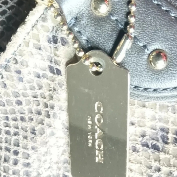 Coach Leather Madison Maggie Hobo #F33443 Handbag Snakeskin Print Beige & Brown - Picture 15 of 15